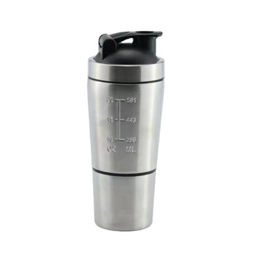 Bouteille Shaker avec Rangement pour Poudre, Bouteille Shaker en Acier Inoxydable avec Fouet Métallique, Sans BPA