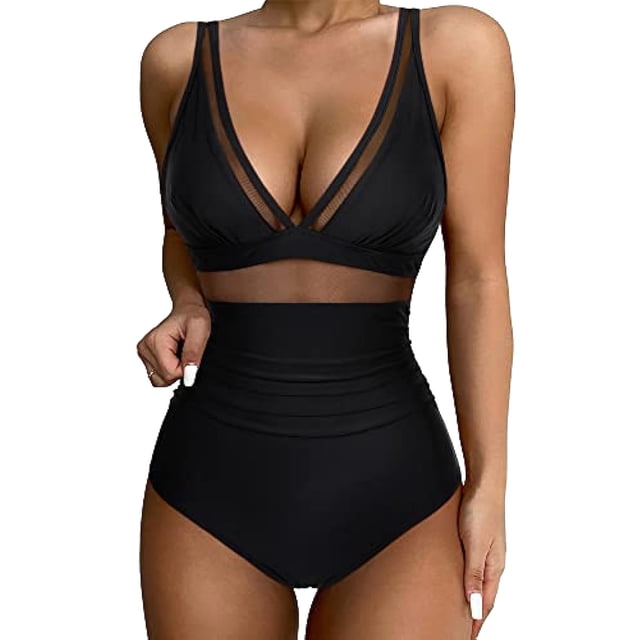 LSLJS Women's Swimsuit Mode Assortie Multi-Couleur Imprimée Ajustement Serré et Rassemblement Swimsuit