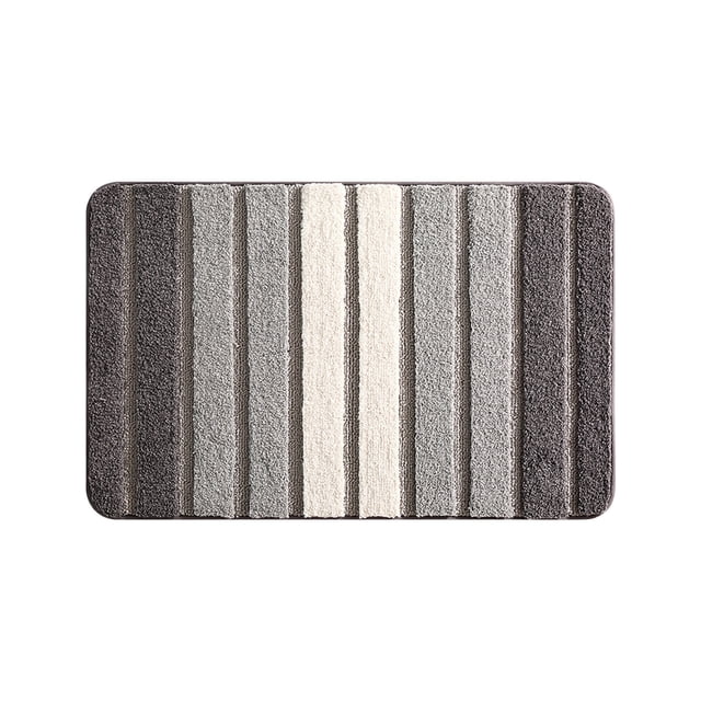 Grey 50X80Cm Striped Floor Mat, Quick-Dry And Skid-Proof, Perfect For High-Traffic Wet Areas, Durable Fabric