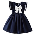 thumbnail image 1 of Landzoo One Robe à Manches Courtes pour Filles Tout-Petits Couleur Unie Nœud Robe Vêtements Belle Respirante Mignonne Robe de Fille, 1 of 8