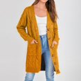 thumbnail image 3 of Gubotare Long Sleeve Cable Knit Long Cardigan for Women 2025 Fall Winter Chunky Open Front Button Sweaters with Pockets (Yellow,L), 3 of 5