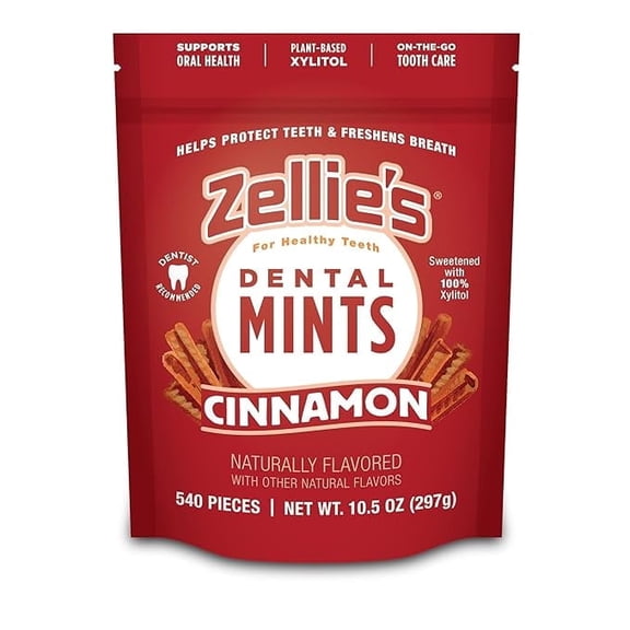 Zellie’s 100% Xylitol Mints – Sugar Free Mints for Fresh Breath, No Aspartame, Gluten Free, Vegan & Kosher, Breath Mint for Everyday Use – 540 Count (Pack of 1), Cinnamon Flavour