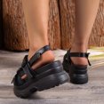 thumbnail image 4 of Womens Platform Sandals Open Toe Slingback Slip on Elastic Straps Double Buckle Solid Color Soft Sole Comfortable Breathable Lightweight Casual Summer Sandals Black, 4 of 6