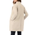 thumbnail image 3 of Allegra K Women's Double Breasted Lapel Raglan Long Sleeve Mid Length Overcoat M Cream White, 3 of 8