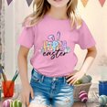 thumbnail image 2 of 4t Fille Tout-Petit Extra Large Enfant Filles Pâques Mignon Graphique Col Rond Manches Courtes T-Shirt Décontracté d'Été, 2 of 4