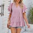 thumbnail image 4 of Birdeem Mode Femme T-Shirt Décontracté Col en V Manches Courtes Ample Blouse Tops, 4 of 5