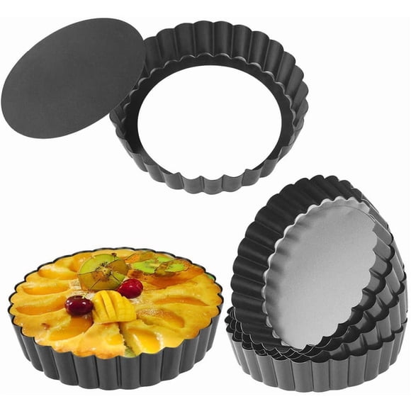 Quiche Pans, Homono Commercial Grade Non Stick Removable Bottom 5 Inch Mini Tart Pans (Pack of 6)