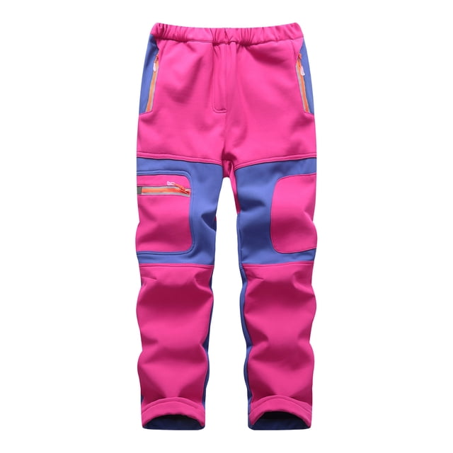 GDREDA Pantalon de Ski et de Randonnée Imperméable pour Enfants Garçons Filles, Taille Élastique, Pantalon Chaud Isolé (Rose Vif, 7-8 Ans)