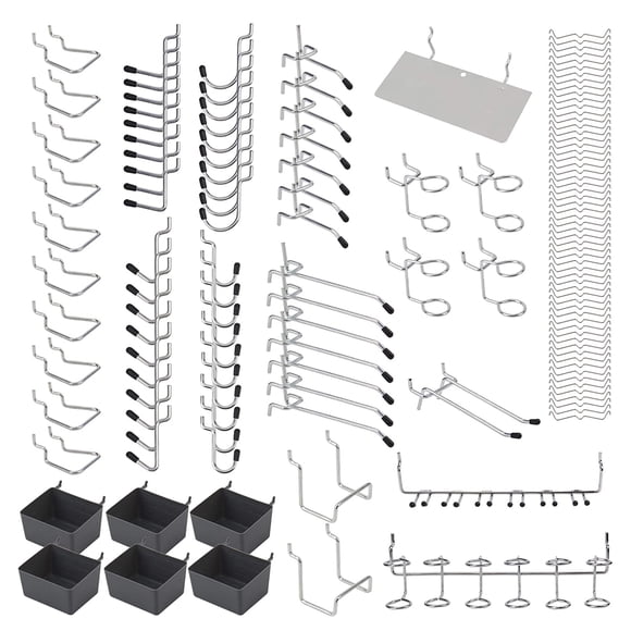 Abody 140Pcs Metal Pegboard Hooks Organizer Assortment Kit Peg Locks Hanging Applications
