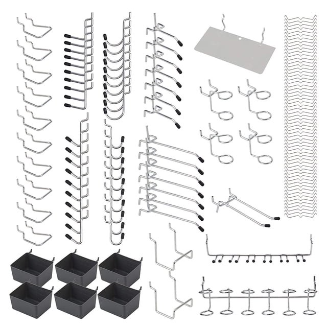 Abody 140Pcs Metal Pegboard Hooks Organizer Assortment Kit Peg Locks Hanging Applications