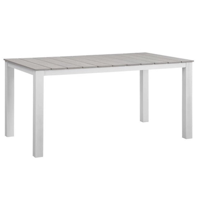 Modway Maine Table à Manger de Patio en Aluminium de 63 Pouces en Blanc/gris Pâle