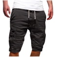 thumbnail image 2 of Mefallenssiah Men'S Sport Pure Color Bandage Casual Loose Sweatpants Drawstring Shorts Pant, 2 of 5