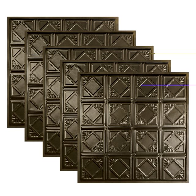 Great Lakes Tin Ludington Bronze Burst 2ft x 2ft Lay In Ceiling Tiles (5 Pack)