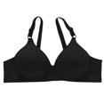 thumbnail image 1 of ManxiVoo Side Folded Full Coverage Wireless Bra for Women Soft Lightweight Support Minimizer with Wide Band M Size Black, 1 of 7