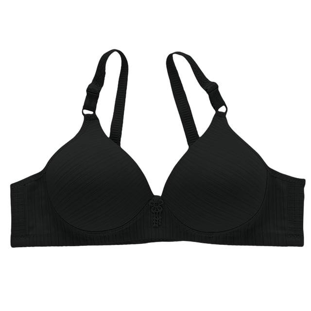 ManxiVoo Side Folded Full Coverage Wireless Bra for Women Soft Lightweight Support Minimizer with Wide Band M Size Black