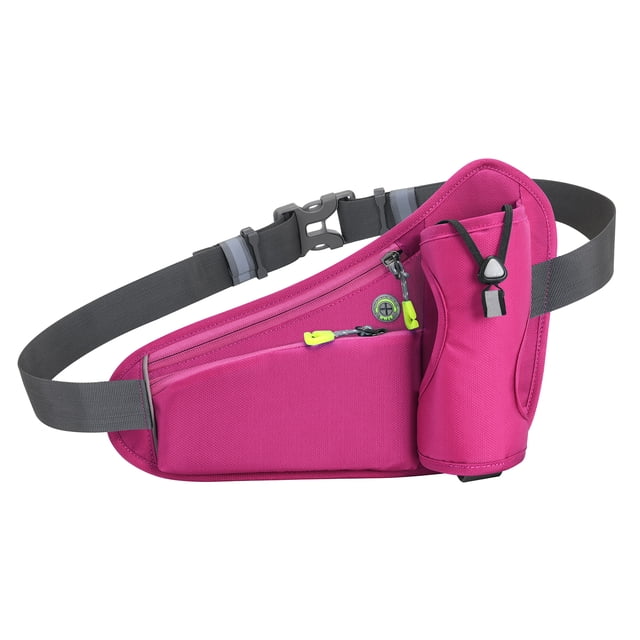 Sac de Ceinture d'Hydratation de Sport Ceinture de Course Sac Banane avec Porte-Bouteille pour Hommes Femmes Course Cyclisme Randonnée Marche Rouge Rose