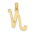 thumbnail image 4 of Diamond2Deal 14K Yellow Gold Script Letter N Initial Pendant for Women (L- 0.77inch, W- 0.48inch), 4 of 6