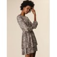 thumbnail image 4 of INSPIRE CHIC Women's Leopard Long Sleeve Smock Layered Ruffle Hem Dress, 4 of 6
