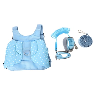OULII 1Set Kid Harness Leash Blue Adjustable Strap Skin Friendly for Safe Walking Outdoors