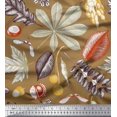 thumbnail image 1 of Soimoi Poly Georgette Fabric Berries,Oak Chestnut Leaves Print Fabric by the Yard 42 Inch Wide, 1 of 3