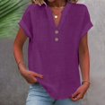 thumbnail image 2 of Hot Sale!! Mode Décontractée pour Femmes Col en V Boutonné Manches Courtes T-Shirt, 2 of 6
