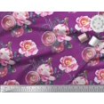 thumbnail image 3 of Soimoi Purple Rayon Fabric Peony And Ranunculus Floral Decor Fabric Printed Yard 42 Inch Wide, 3 of 3