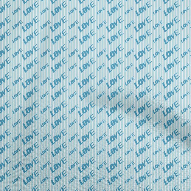 oneOone Polyester Spandex Light Blue Fabric Writing Font Fabric For Sewing Printed Craft Fabric By The Yard 56 Inch Wide