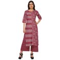 thumbnail image 1 of Moomaya Ensemble Décontracté en Viscose Style Santoon pour Femmes, Ensemble Palazzo 2 Pcs, Robe, Tenue Ethnique, 1 of 1