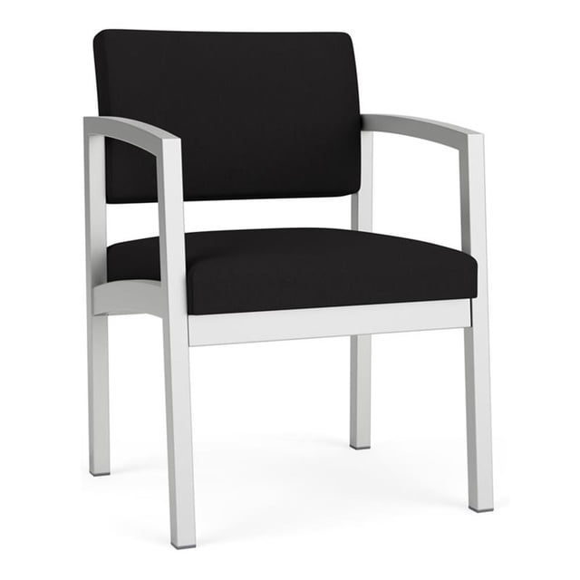 Pemberly Row Fauteuil d'Invité pour Réception et Salle d'Attente en Soins de Santé, Argent / Noir