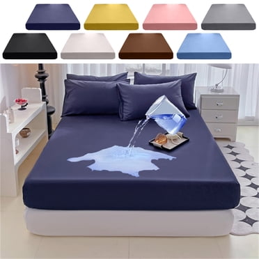 YYV Protège-Matelas Imperméable Ajusté 63 x 79 x 12 Po Respirant Silencieux Housse de Lit à Encadrement Complet Anti‐taches Résistant à l'Huile Lavable à la Machine Protège‐lit pour Adultes