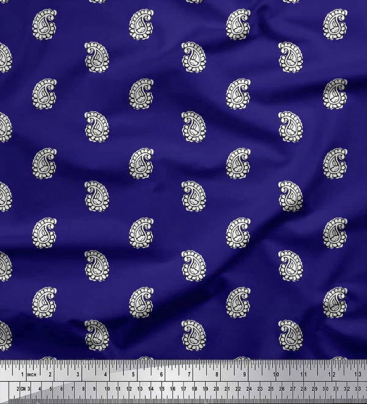 Soimoi Cotton Voile Fabric Paisley Block Print Fabric by The Yard 56 Inch Wide