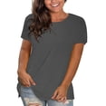 thumbnail image 2 of WTXUE T-Shirts à Manches Courtes, Chandails à Col Rond pour Femmes Chandails en Coton Chandails Amples T-Shirts Hauts Amples Unis / Décontractés pour Femmes Gris G, 2 of 8