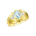 thumbnail image 3 of RYLOS Men's Rings 14K Yellow Gold Rings Classic Designer Style 9X7MM Oval Gemstone &  Diamond Ring Aquamarine March Birthstone Rings For Men Size 10, 3 of 7