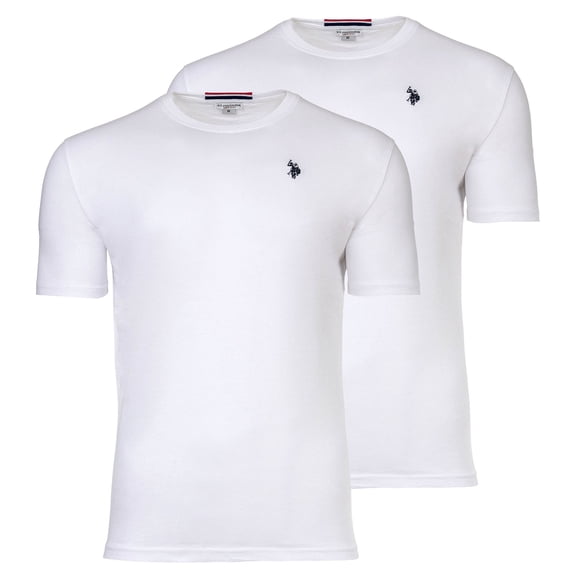 U.S. POLO ASSN. men's T-shirt pack of 2 - round neck, embroidered logo, cotton White 2XL (XX-Large)
