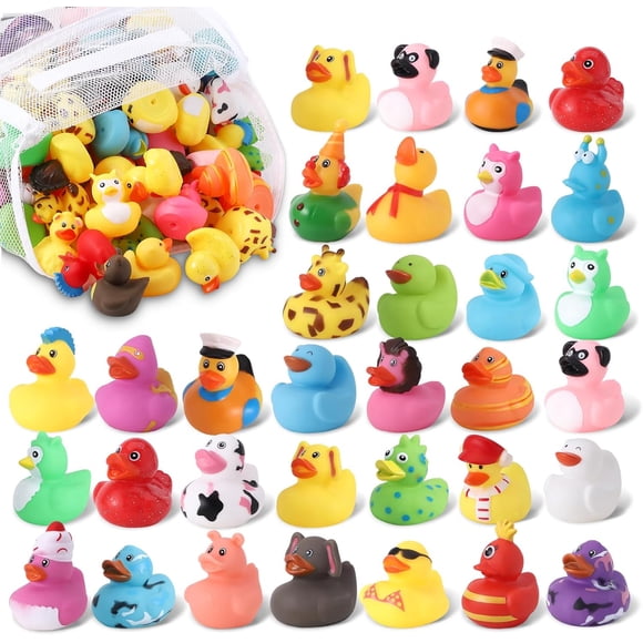 60 Pcs Cruise Rubber Ducks Assorted Rubber Duckies with Storage Bag for Ducks Ducking, Cruise Ducks Hiding , Bath Toys, Beach Pool Activity, Party Favors, Baby Shower