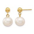 thumbnail image 1 of 14K Yellow Gold Freshwater Cultured Pearl (8-8.5mm) Dangle Earrings, 1 of 4