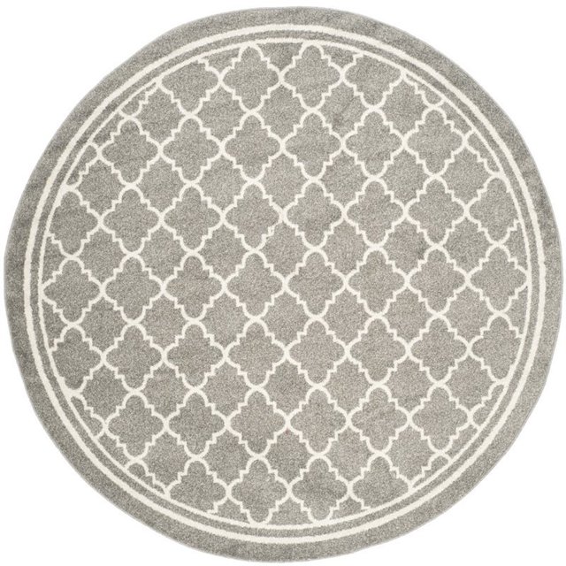 Safavieh Amherst Collection AMT422R Tapis Rond Intérieur, Extérieur Gris Foncé et Beige (9 Pieds Diamètre)