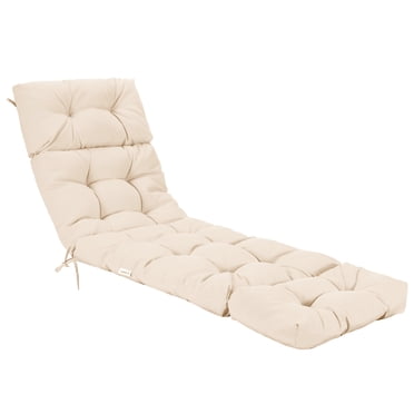Costway 73" Lounge Chaise Cushion Padded Recliner Cushion Indoor Outdoor Beige