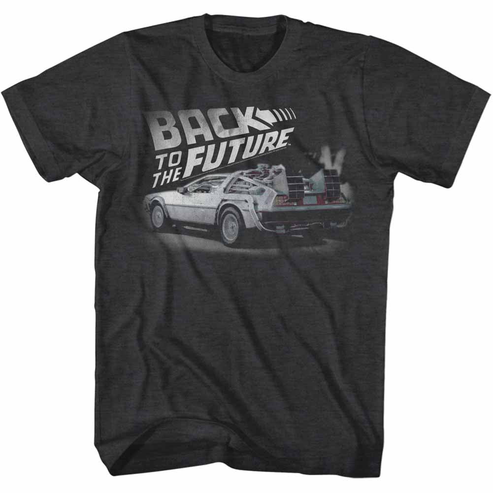 Back To The Future Movie Faded Bttf Black Heather Adult T-Shirt Tee