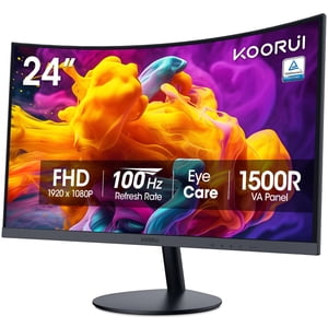 KOORUI 24 d'inch Moniteur Courbé, Plein HD 1080P Moniteur d'ordinateur Courbé, 100Hz 1500R PC Écran, T&Uuml;V Rheinland certifié, HDMI VGA, Réglage de l'inclinaison,