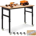 thumbnail image 1 of 60 In Adjustable Workbench with Power Outlets and Wheels 2000 lbs Heavy Duty Garage Work Table with Pegboard and Rubber Wood Top, 1 of 9