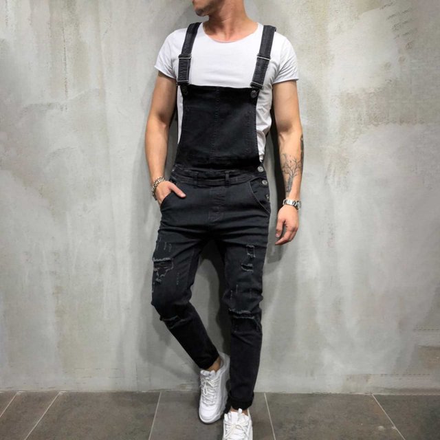 cllios Bib Overalls for Men Denim Plus Size Adjustable Strap Practical Jeans Jumpsuits Classic Slim Fit Pocket Overalls