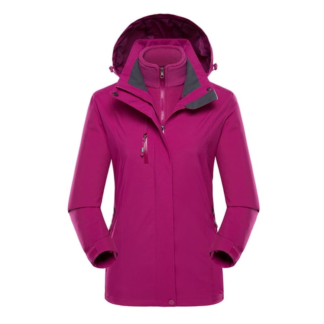 Qertyioot Plus Size Coat for Womens,Ladies Fleece Thickened Warm Hooded Reversible Jacket