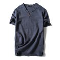 thumbnail image 1 of Innerwin T Shirt Retro Style Mens Tees Summer Solid Color Plain  Tops Gray Blue-2 3XL, 1 of 2