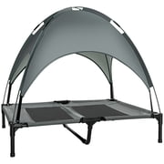 PawHut Elevated Cooling Pet Bed Portable Raised Dog Cot with Canopy, Grey