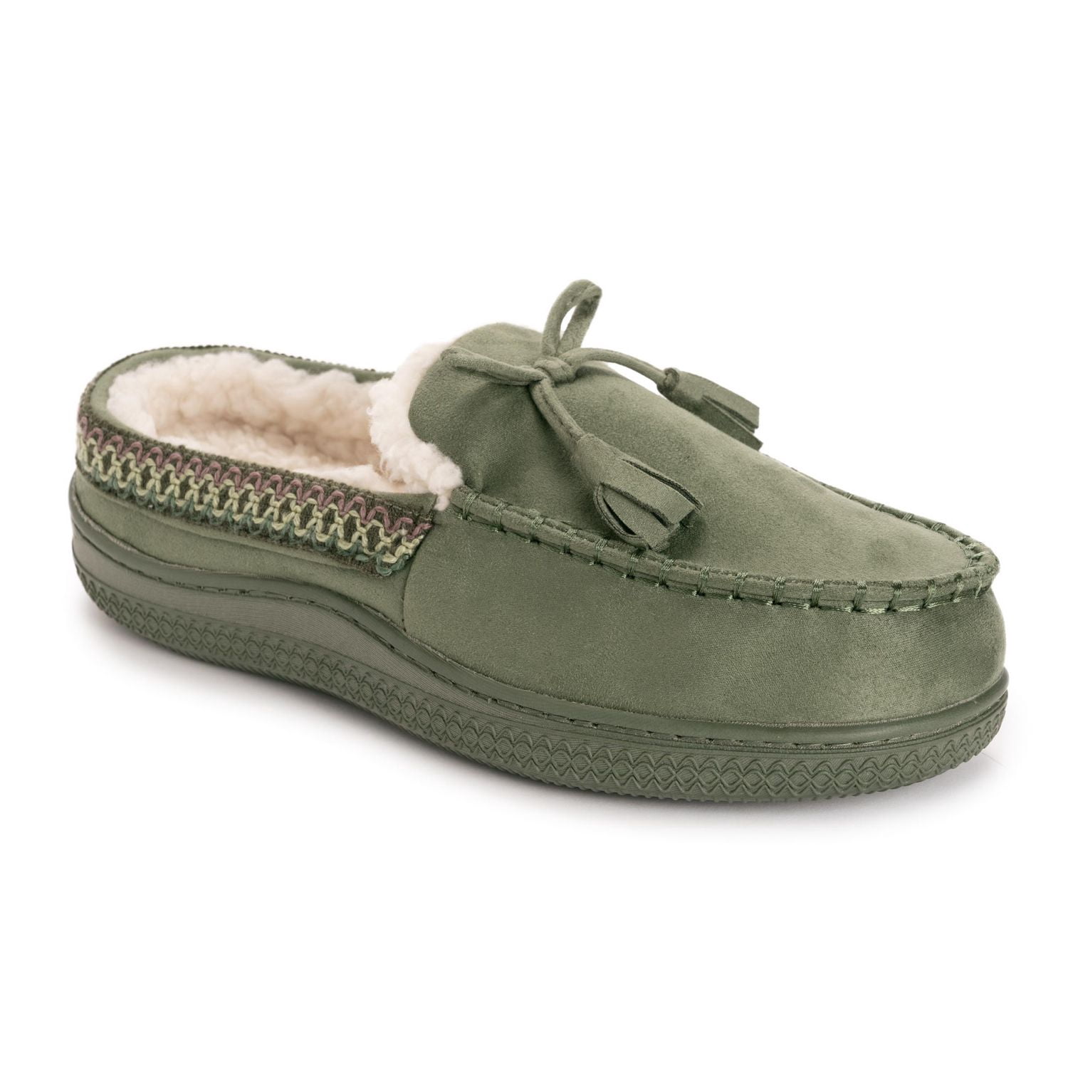 MUK LUKS Chaussons mules style bateau pour femmes, olive, tailles 5-10
