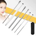 thumbnail image 3 of Innovative Spring Ear Wax Cleaner Tool Set, 6Pcs/ Pack Stainless Steel Ear Pick,Ear Pick Removal Kit, Ear Curette Ear Remover Tool (1Pack Black), 3 of 7