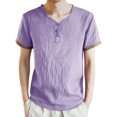 thumbnail image 1 of BOBOGOJP Vêtements de Travail pour Hommes Manches Courtes Col Rond Hauts Pull-Over Couleur Unie (Violet,3TG), 1 of 3