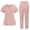 Pink, variant on RKSTN Black Scrubs for Women Set Solid Color Short Sleeve V Neck Scrub Shirt Top with Pockets Elastic Waist Pocketed Flattering Legs Pant Medical Nursing Uniforms Scrub Set Spring Summer