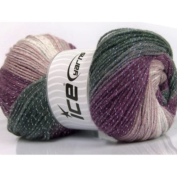 Fil Métallique Accent Lilas Blanc avec Éclat Argenté Gris Raisin Auto-Rayant Acrylique 100 Grammes (3.53 Onces) 360 Mètres (393 Yards)